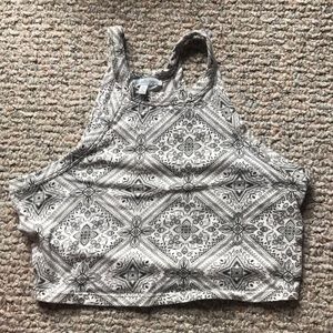 White and Green Crop Top